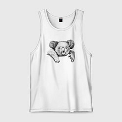 Майка мужская хлопок Коала выглядывает, цвет: белый