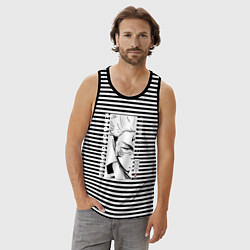 Майка мужская хлопок Сукуна король проклятий, цвет: черная тельняшка — фото 2