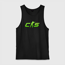 Майка мужская хлопок CS2 green logo, цвет: черный