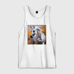 Майка мужская хлопок Белый арабский скакун, цвет: белый