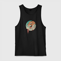 Майка мужская хлопок Tiger in Japanese style, цвет: черный