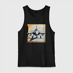 Майка мужская хлопок Эскиз истребителя, цвет: черный