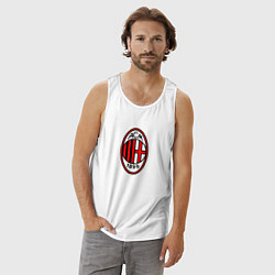 Майка мужская хлопок Футбольный клуб Milan, цвет: белый — фото 2