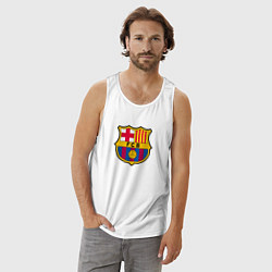 Майка мужская хлопок Barcelona fc sport, цвет: белый — фото 2