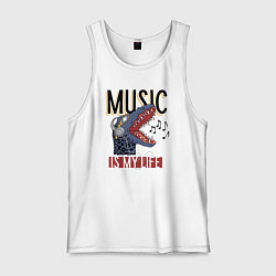 Майка мужская хлопок Music is my live, цвет: белый