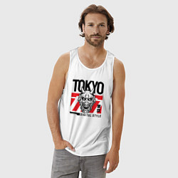 Майка мужская хлопок Tokyo digital style, цвет: белый — фото 2