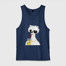 Мужская майка Лама - альпака с бокалом