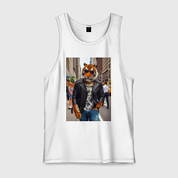 Мужская майка Cool tiger on the streets of New York - ai art