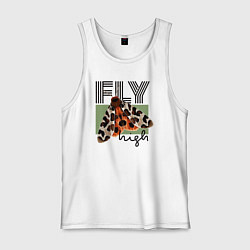 Майка мужская хлопок Fly high moth, цвет: белый