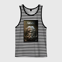 Майка мужская хлопок Fallout armour poster, цвет: черная тельняшка