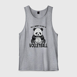 Майка мужская хлопок Panda volleyball, цвет: меланж