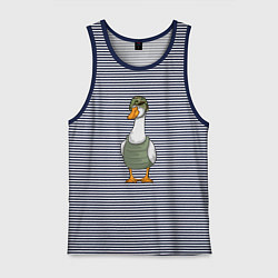 Майка мужская хлопок Гусь воин, цвет: синяя тельняшка