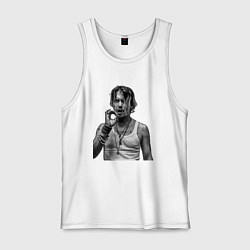 Майка мужская хлопок Джонн Депп курит, цвет: белый