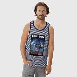 Майка мужская хлопок Serious Sam 1 - second encounter, цвет: синяя тельняшка — фото 2