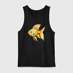 Майка мужская хлопок Желтая золотая рыбка, цвет: черный
