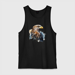 Майка мужская хлопок Акварельный орел в брызгах краски, цвет: черный
