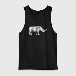 Мужская майка Носорог белый сбоку