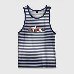 Майка мужская хлопок МакЛарен мультяшный, цвет: синяя тельняшка