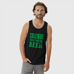 Майка мужская хлопок Irish you were beer, цвет: черный — фото 2