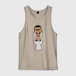 Майка мужская хлопок Skibidi Toilet mad, цвет: миндальный