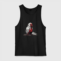 Майка мужская хлопок Красный попугай, цвет: черный