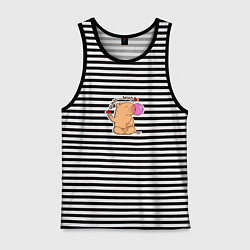 Майка мужская хлопок Капибара: миру мир, цвет: черная тельняшка