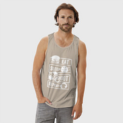 Майка мужская хлопок Еда сон фото, цвет: миндальный — фото 2