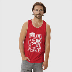 Майка мужская хлопок Еда сон bmx, цвет: красный — фото 2