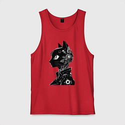 Майка мужская хлопок Кибер кошечка - аниме, цвет: красный