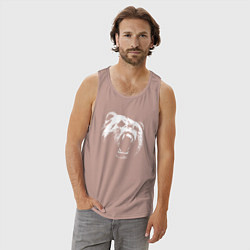 Майка мужская хлопок Медведь рычащий, цвет: пыльно-розовый — фото 2