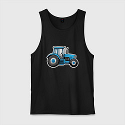 Майка мужская хлопок Синий трактор сбоку, цвет: черный