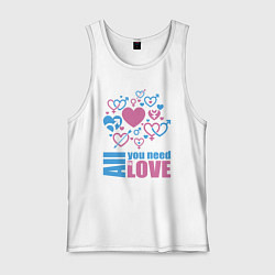 Майка мужская хлопок All you net is love, цвет: белый