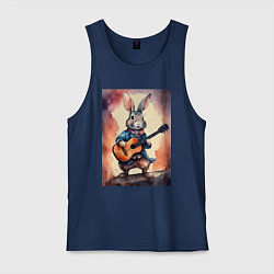 Мужская майка Милый романтичный кролик c гитарой
