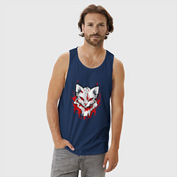 Майка мужская хлопок Кровавый кот, цвет: тёмно-синий — фото 2