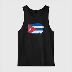 Майка мужская хлопок Флаг Кубы, цвет: черный