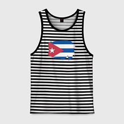 Майка мужская хлопок Флаг Кубы, цвет: черная тельняшка