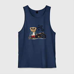 Мужская майка Плюшевый медвежонок с мотоциклом