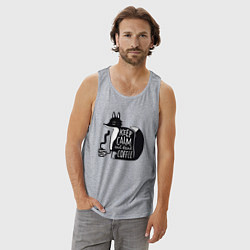 Майка мужская хлопок Лисичка с кофе, цвет: меланж — фото 2