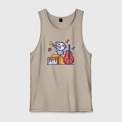 Майка мужская хлопок Джазовый котик, цвет: миндальный