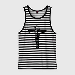 Майка мужская хлопок Крест фактурный, цвет: черная тельняшка