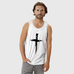 Майка мужская хлопок Крест волнистый графика, цвет: белый — фото 2