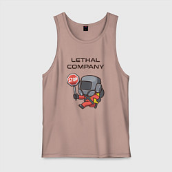 Майка мужская хлопок Lethal company: Stop Please, цвет: пыльно-розовый