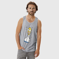Майка мужская хлопок Гомер в кустах, цвет: меланж — фото 2