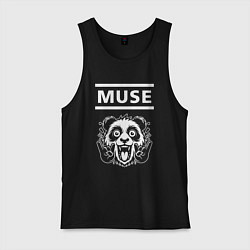 Майка мужская хлопок Muse rock panda, цвет: черный