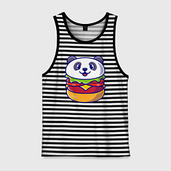 Майка мужская хлопок Панда бургер, цвет: черная тельняшка