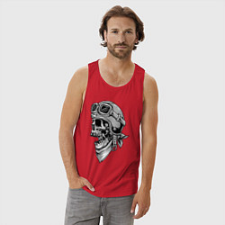 Майка мужская хлопок Череп байкер, цвет: красный — фото 2