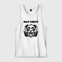 Майка мужская хлопок Iron Maiden - rock panda, цвет: белый