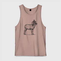 Мужская майка Баран в шапке с помпоном