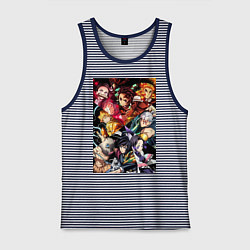 Майка мужская хлопок Тандзиро Камадо Дзэнъицу Агацума, цвет: синяя тельняшка