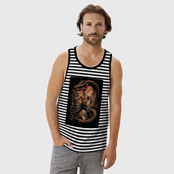 Майка мужская хлопок Боец Муай Тай, цвет: черная тельняшка — фото 2